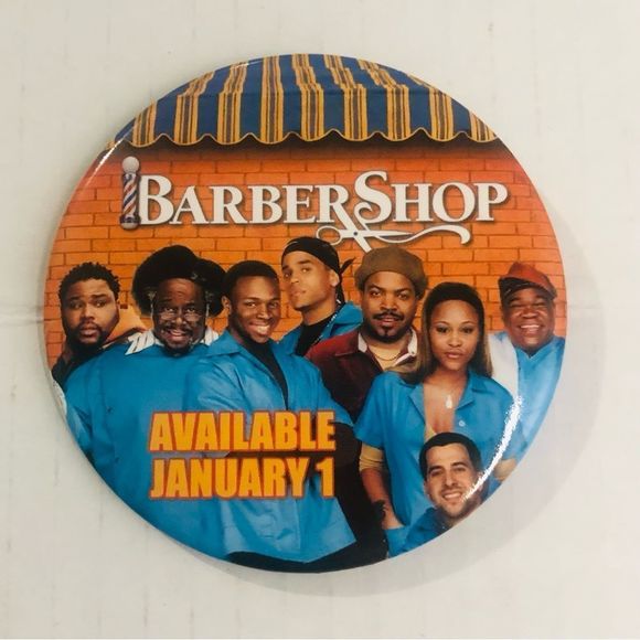 Barber Shop Promotional Button Pin Badge - Picture 1 of 3